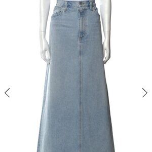 AGOLDE Blue Raw-Edge Denim Skirt